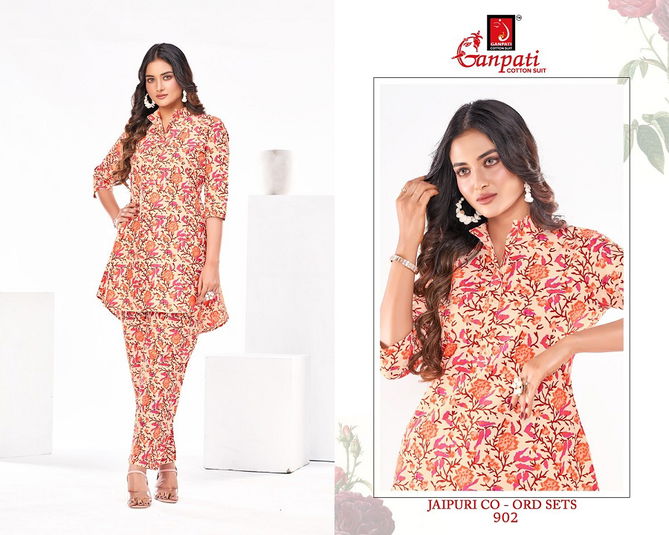 Jaipuri Vol 9 By Ganpati Cotton Printed Cord Set Ladies Top With Pants Wholesalers In Delhi